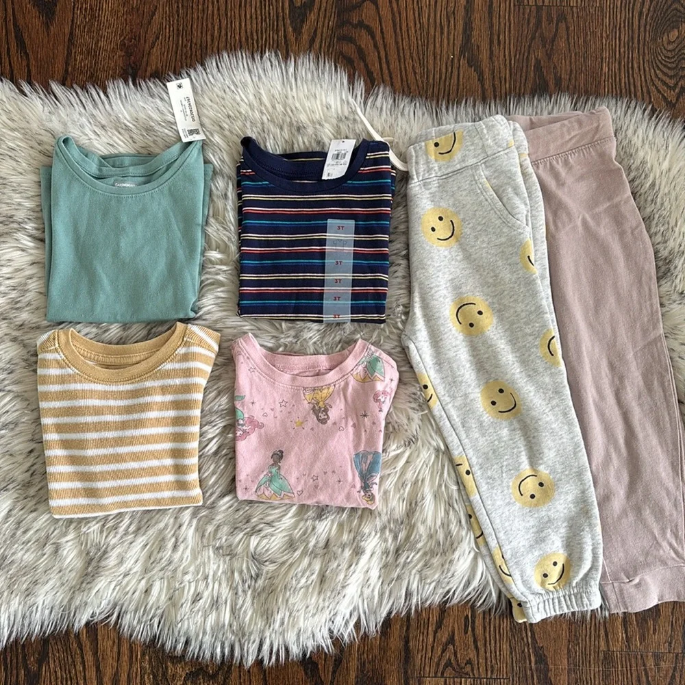 3T Toddler Girl 6 Shirts & Sweatpants Bundle